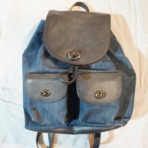 Coach Leather and Jean Turnlock Backpack
